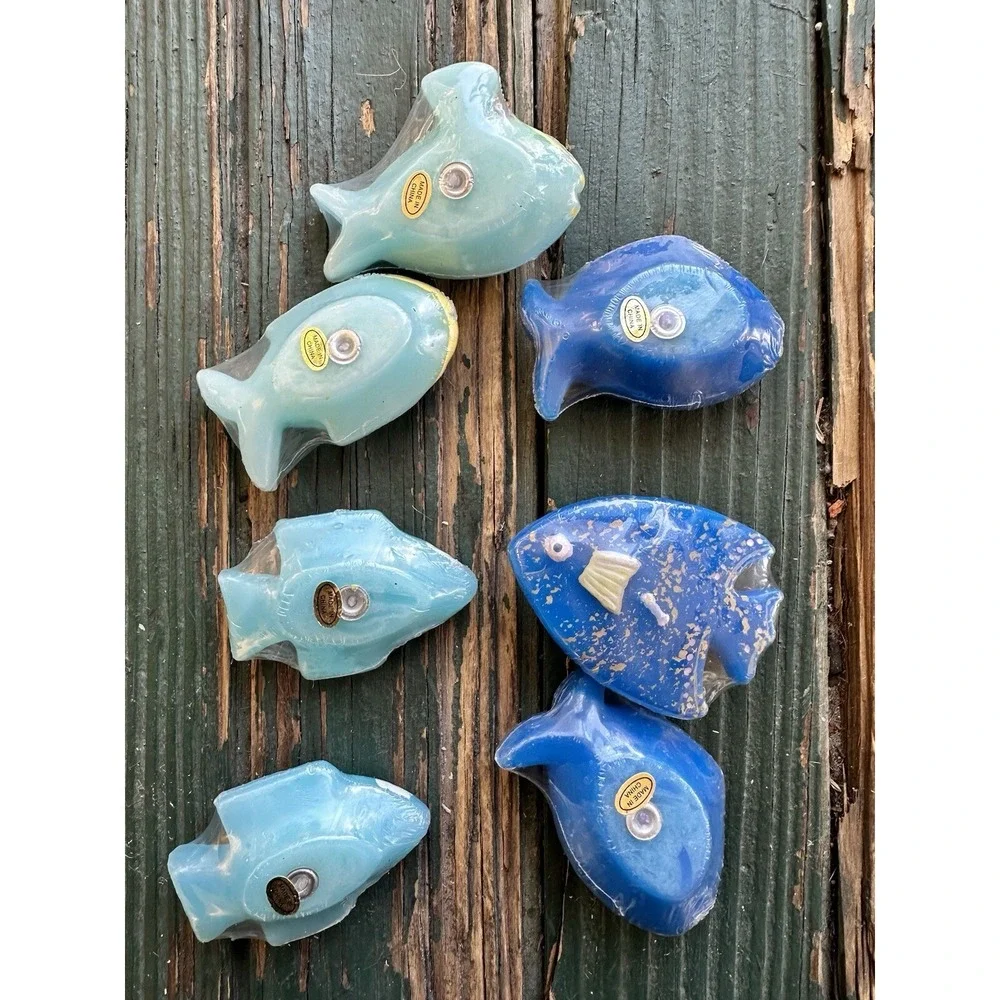Fish Candles 7 Floating Tropical Fish Ocean Reef Theme Decor  Colorful  Sealed A